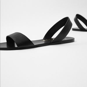 Zara Shoes - Zara black flat leather sandals Zara Shoes - Zara black flat leather sandals